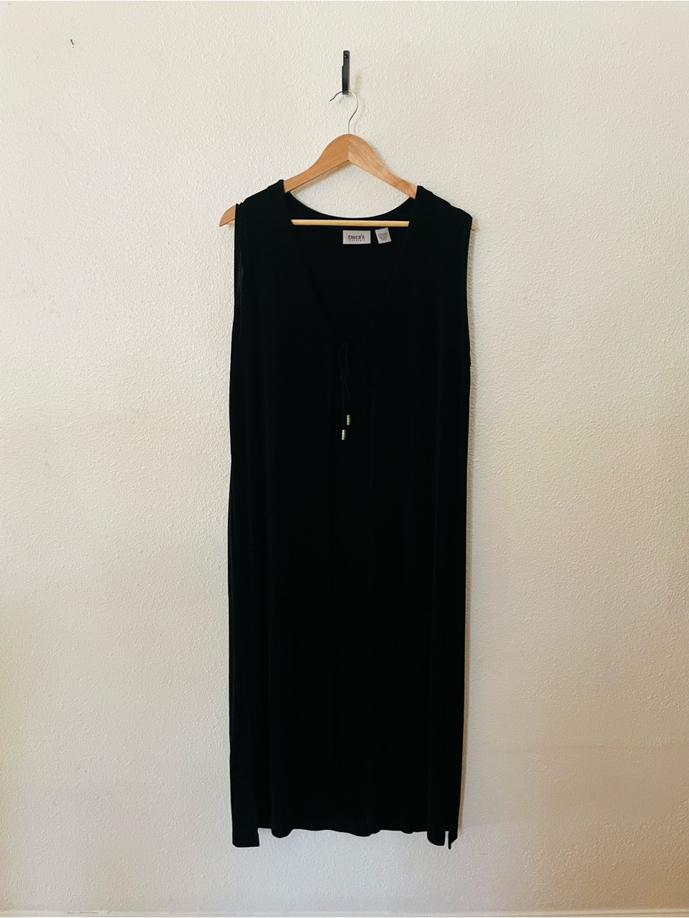 Chico's Travelers Black Sleeveless Duster Size Large Iron Free Travel Easy Boho